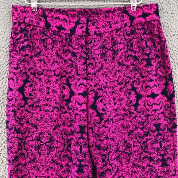 Ann Taylor Pants Womens 10 Pink Lace Print Cropped Jogger Tapered Leg Pockets - Picture 2 of 13